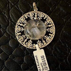 One of a kind Rutilated Quartz Sterling Silver 925 custom made pendant
